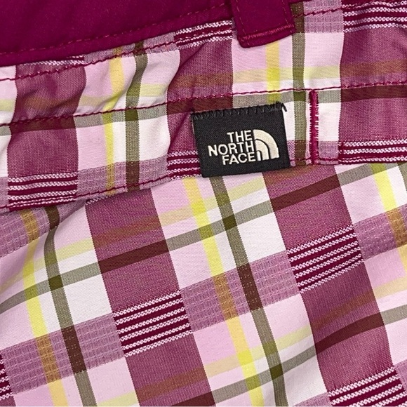 Size 6 The North Face Purple Yellow Plaid Shorts Drawstring Waistband Swim - Picture 7 of 11